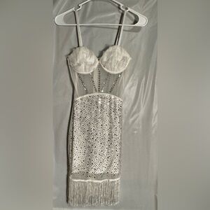 12th Tribe Strapless White Sequin Dress